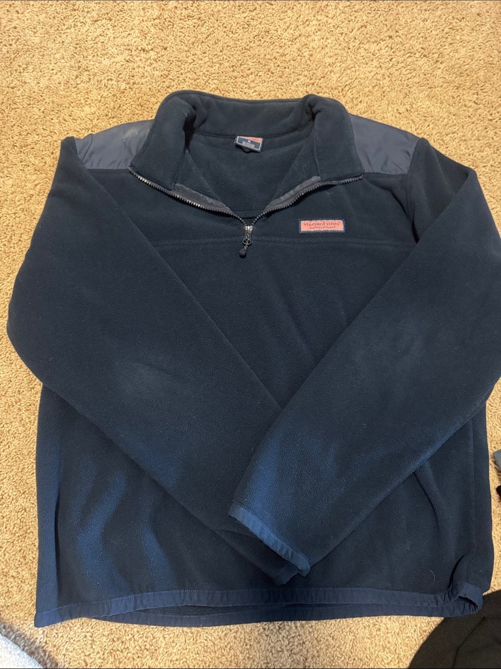 Vineyard Vines Navy Half-Zip Fleece with Shoulder Panels